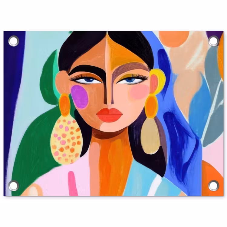 Portret - Vrouw - Modern tuinposter los doek klein -3d