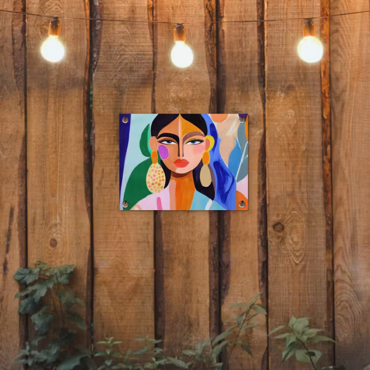 Portret - Vrouw - Modern tuinposter los doek klein -sfeer1