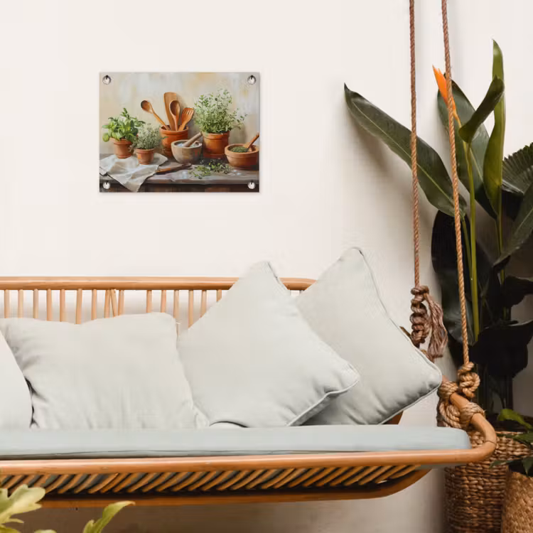 Potten - Kruiden - Hout tuinposter los doek klein -sfeer7