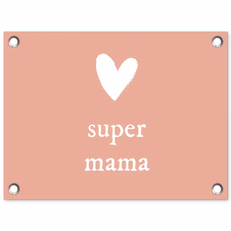 Presentje voor Moederdag super mama lichtroze/wit tuinposter los doek klein -3d