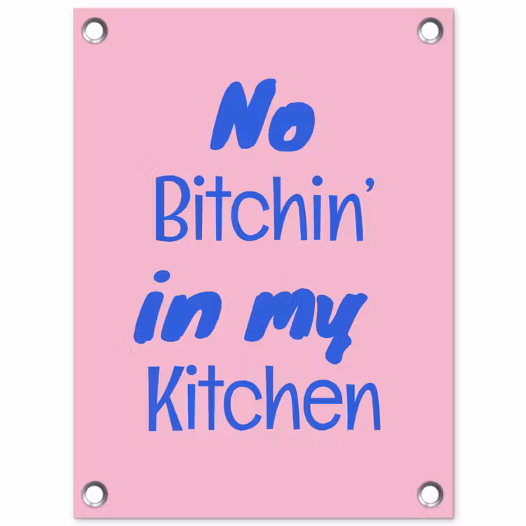 Quote - Blauw - Lettertype - Keuken tuinposter los doek klein -3d