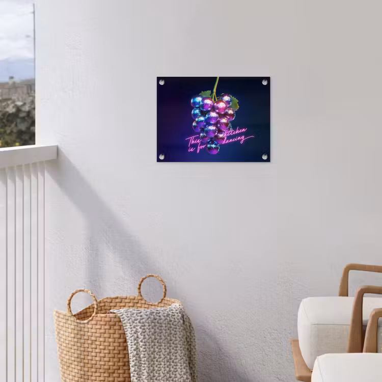Quote - Neon - Disco - Druiven tuinposter los doek klein -sfeer8