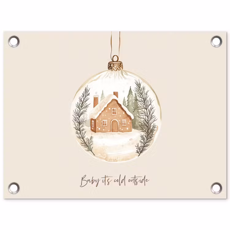 Quote - Winter - Kerst - Beige - Kerstbal tuinposter los doek klein -3d