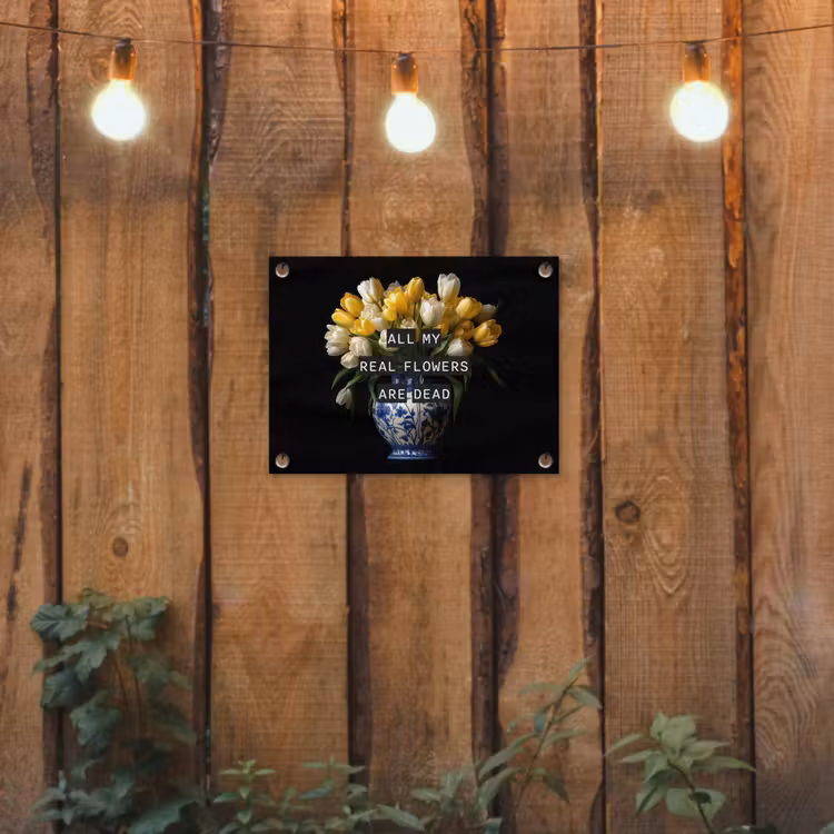 Quotes - Bloem - Tulp - Geel tuinposter los doek klein -sfeer1