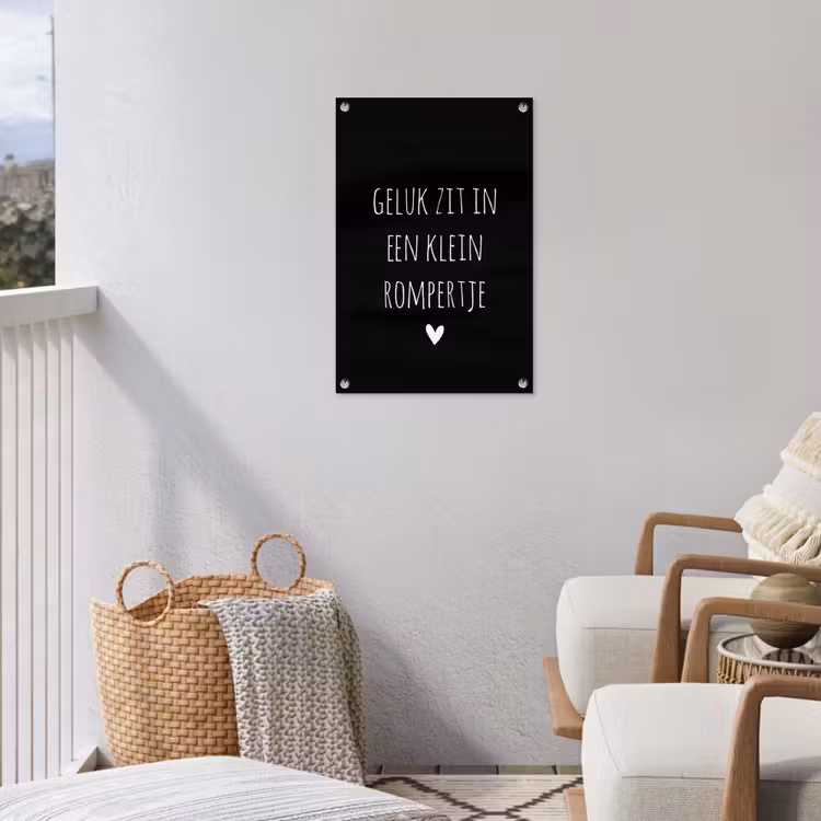 Quotes - Geluk zit in een klein rompertje - Spreuken tuinposter los doek klein -sfeer8