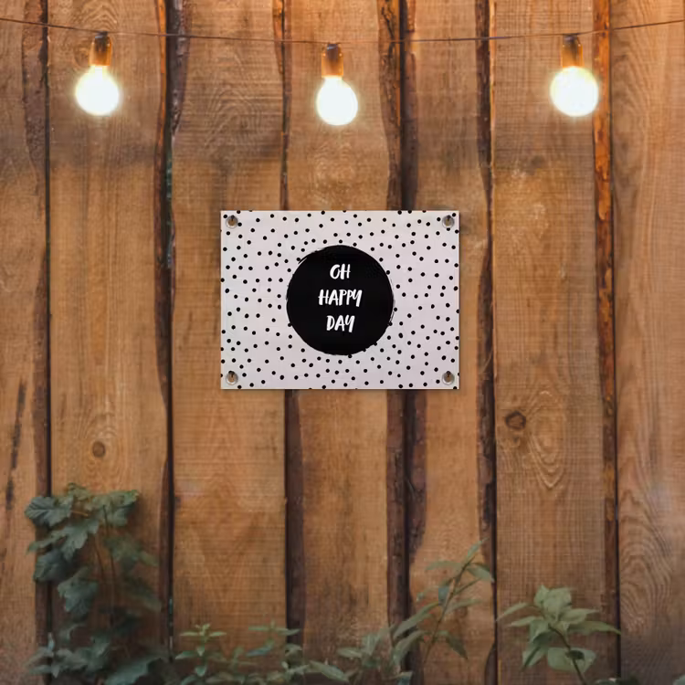 Quotes - Gelukkig - Tekst - Oh happy day tuinposter los doek klein -sfeer1