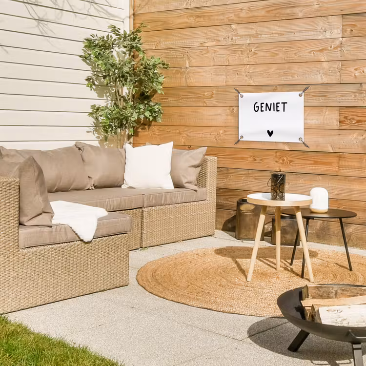Quotes - Geniet - Spreuken tuinposter los doek klein -sfeer4