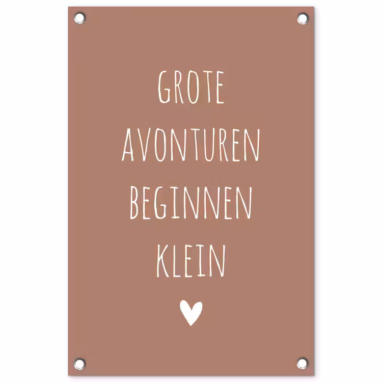 Quotes - Grote avonturen beginnen klein - Spreuken tuinposter los doek klein -3d