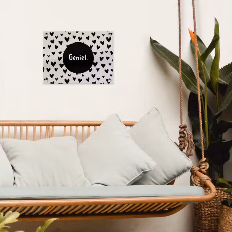 Quotes - Hartje - Tekst - Geniet tuinposter los doek klein -sfeer7