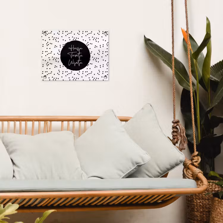 Quotes - Huisje. Tuintje. Wijntje. - Wijn - Tekst tuinposter los doek klein -sfeer7