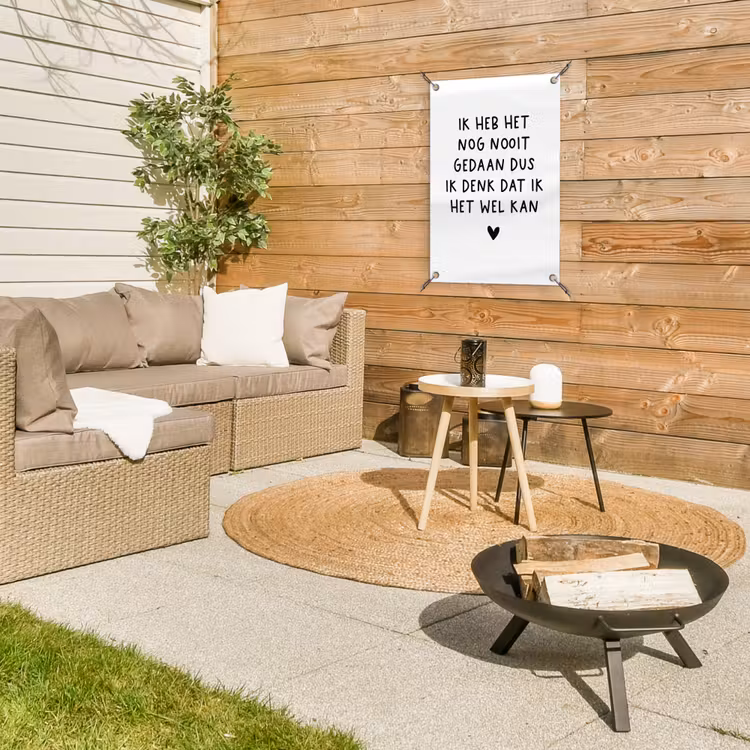 Quotes - Ik heb het nog nooit gedaan dus - Spreuken tuinposter los doek klein -sfeer4