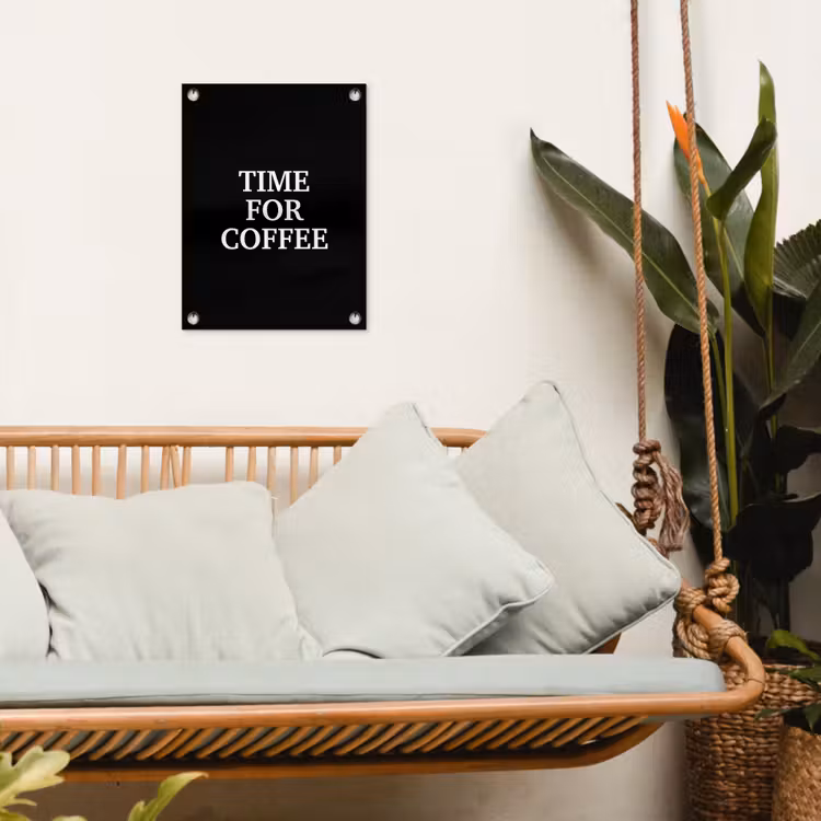 Quotes - Letters - Koffie - Zwart tuinposter los doek klein -sfeer7