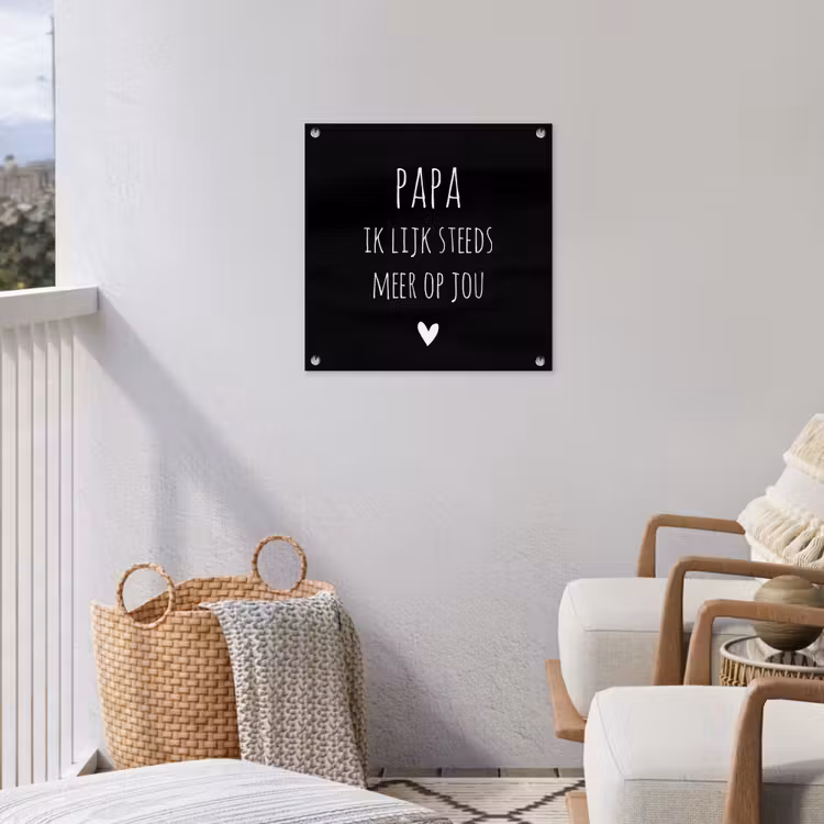 Quotes - Papa ik lijk steeds meer op jou - Stef Bos - Papa - Spreuken tuinposter los doek klein -sfeer8
