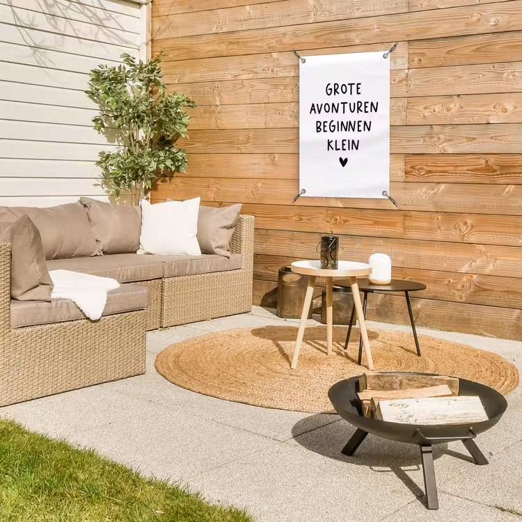 Quotes - Spreuken - Grote avonturen beginnen klein tuinposter los doek klein -sfeer4