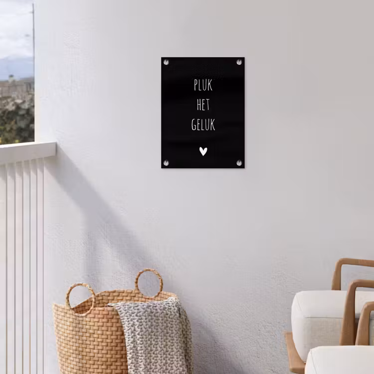 Quotes - Spreuken - Pluk het geluk tuinposter los doek klein -sfeer8