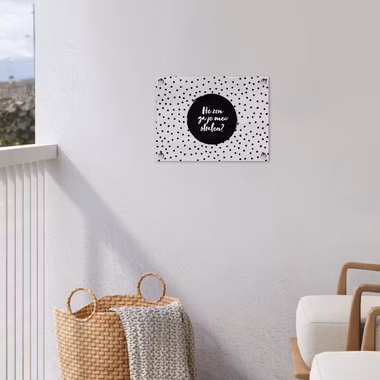 Quotes - Tekst - Hé zon ga je mee stralen? - Zon tuinposter los doek klein -sfeer8