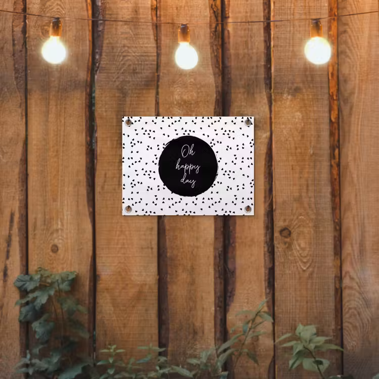 Quotes - Tekst - Oh happy day - Geluk tuinposter los doek klein -sfeer1