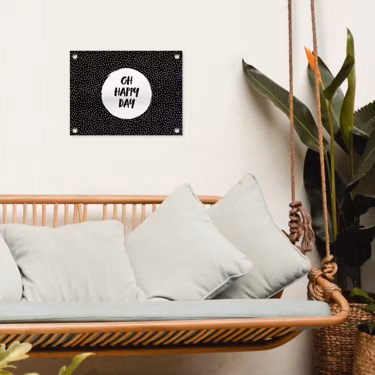 Quotes - Tekst - Oh happy day - Geluk tuinposter los doek klein -sfeer7