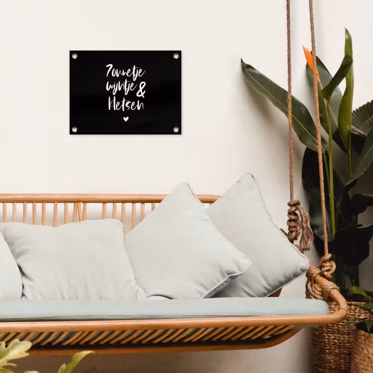 Quotes - Zonnetje, wijntje & kletsen - Tekst - Wijn - Zomer tuinposter los doek klein -sfeer7