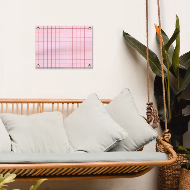 Raster - Patroon - Roze tuinposter los doek klein 239 -sfeer7