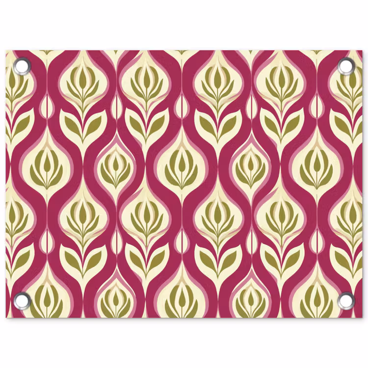 Retro - Floraal - Paars tuinposter los doek klein 239 -3d