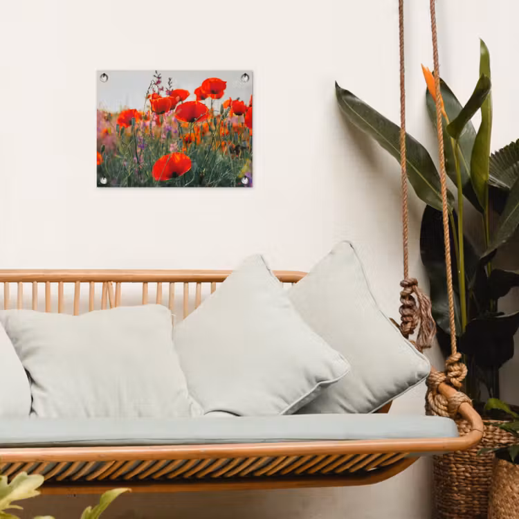 Rode klaprozen in de avondzon tuinposter los doek klein -sfeer7