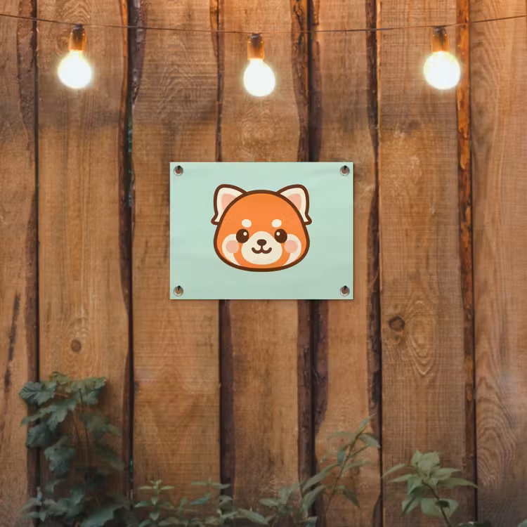 Rode panda - Groen - Cartoon tuinposter los doek klein -sfeer1
