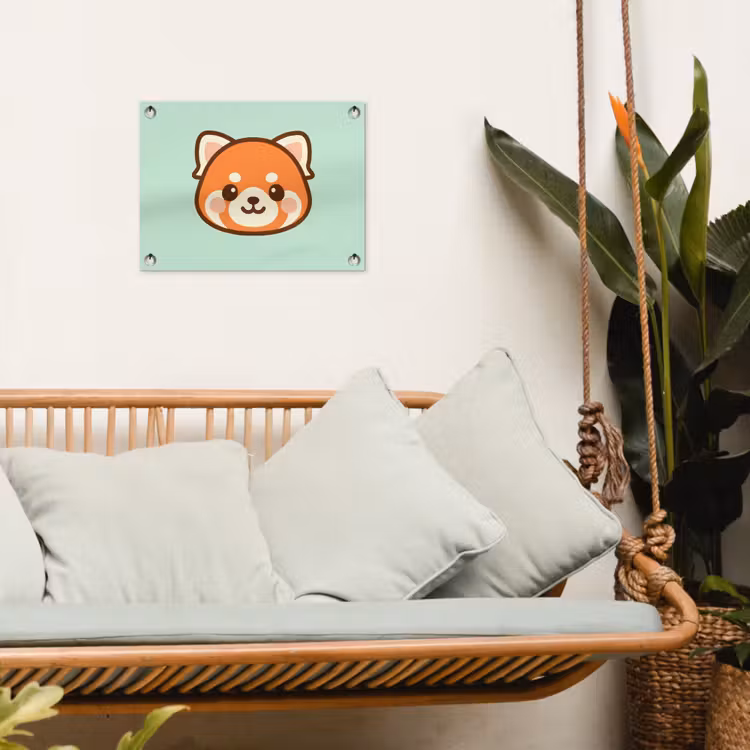Rode panda - Groen - Cartoon tuinposter los doek klein -sfeer7