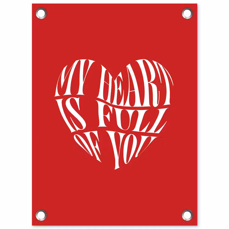 Rood - Hart- Tekst - Valentijn tuinposter los doek klein -3d
