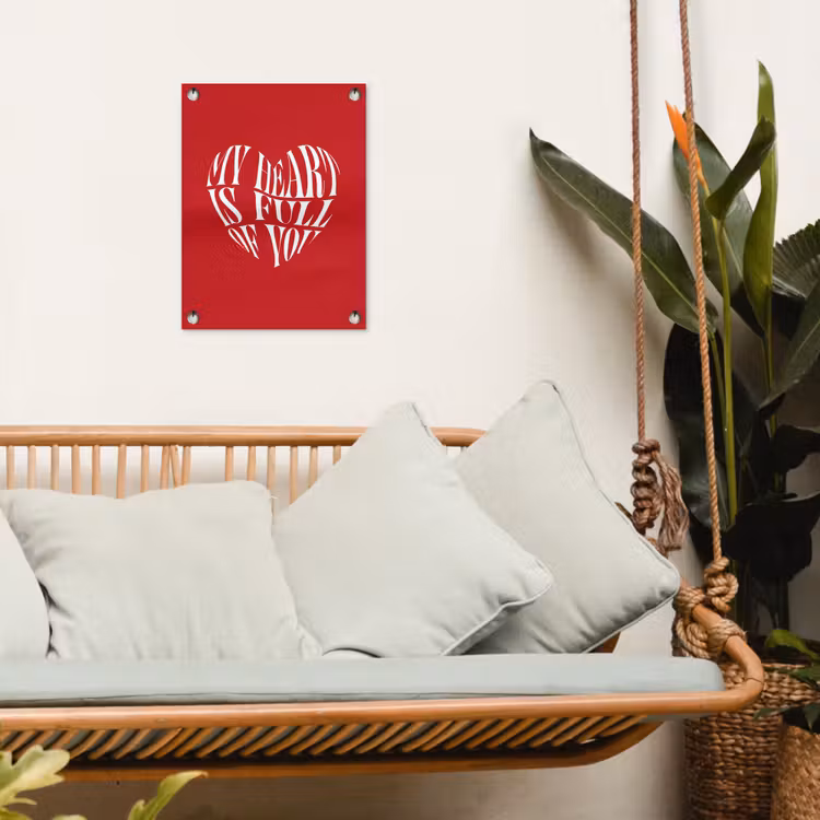 Rood - Hart- Tekst - Valentijn tuinposter los doek klein -sfeer7