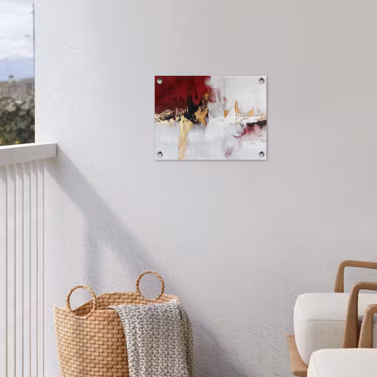 Rood - Marmer - Abstract - Goud - Modern tuinposter los doek klein -sfeer8