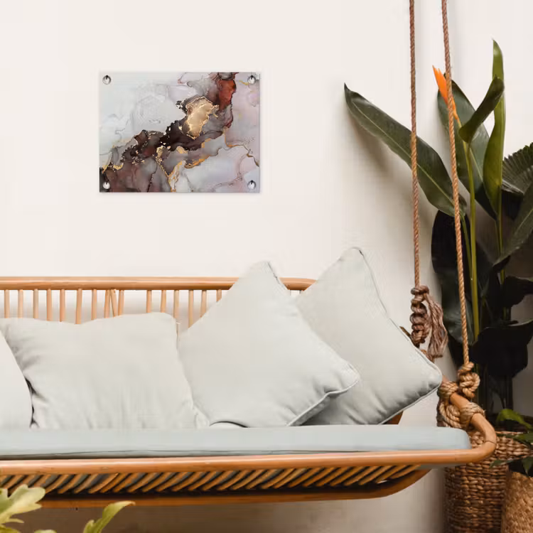 Rood - Marmer - Goud tuinposter los doek klein -sfeer7
