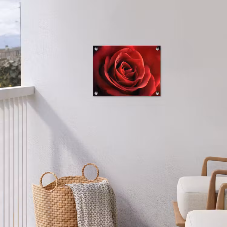 Rood - Roos - Romantisch tuinposter los doek klein -sfeer8