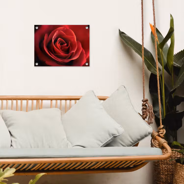 Rood - Roos - Romantisch tuinposter los doek klein -sfeer7