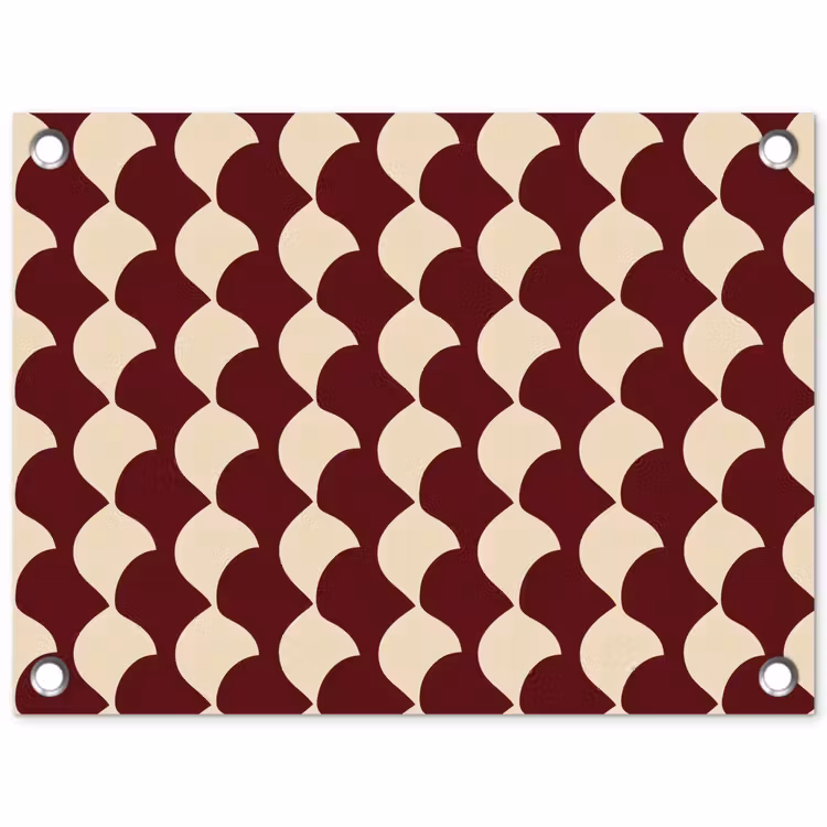 Rood - Tegelpatroon - Crème tuinposter los doek klein 239 -3d
