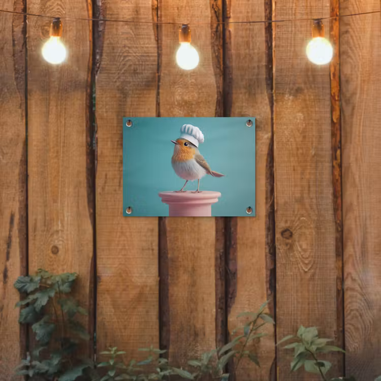 Roodborstje - Vogel - Koksmuts - Sokkel tuinposter los doek klein -sfeer1