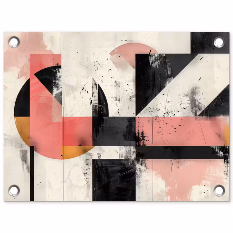 Roze - Abstract - Aesthetic - Modern - Vormen tuinposter los doek klein -3d