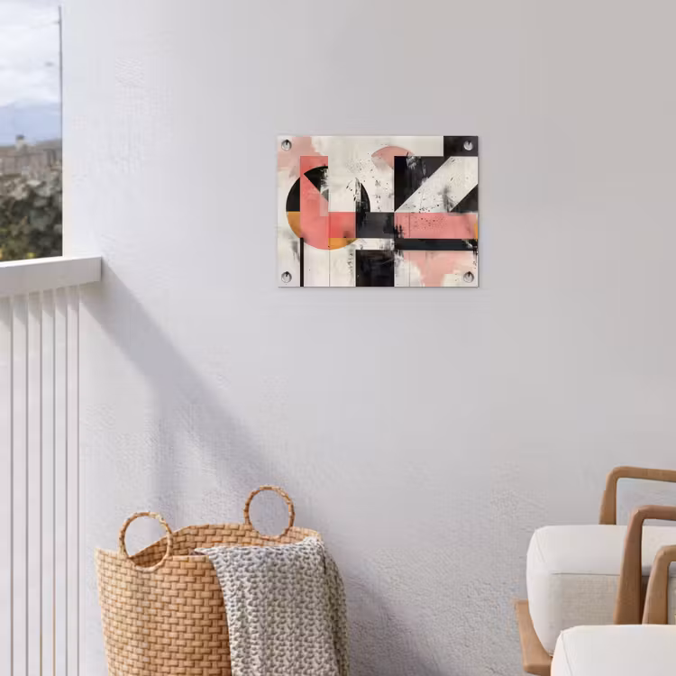 Roze - Abstract - Aesthetic - Modern - Vormen tuinposter los doek klein -sfeer8