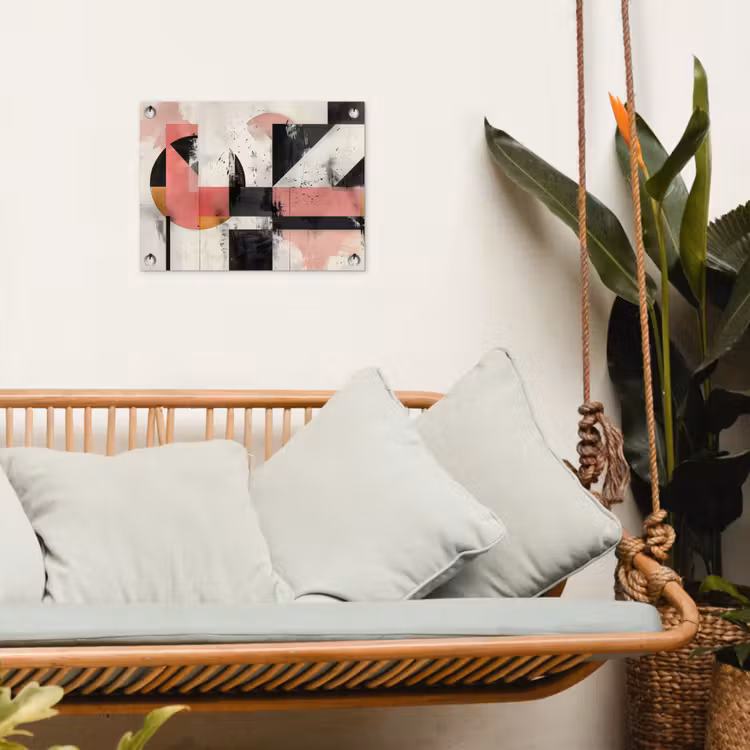 Roze - Abstract - Aesthetic - Modern - Vormen tuinposter los doek klein -sfeer7
