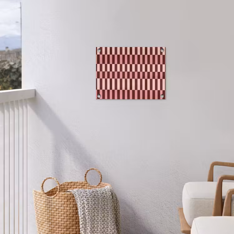 Roze - Rood - Blokjes tuinposter los doek klein 239 -sfeer8