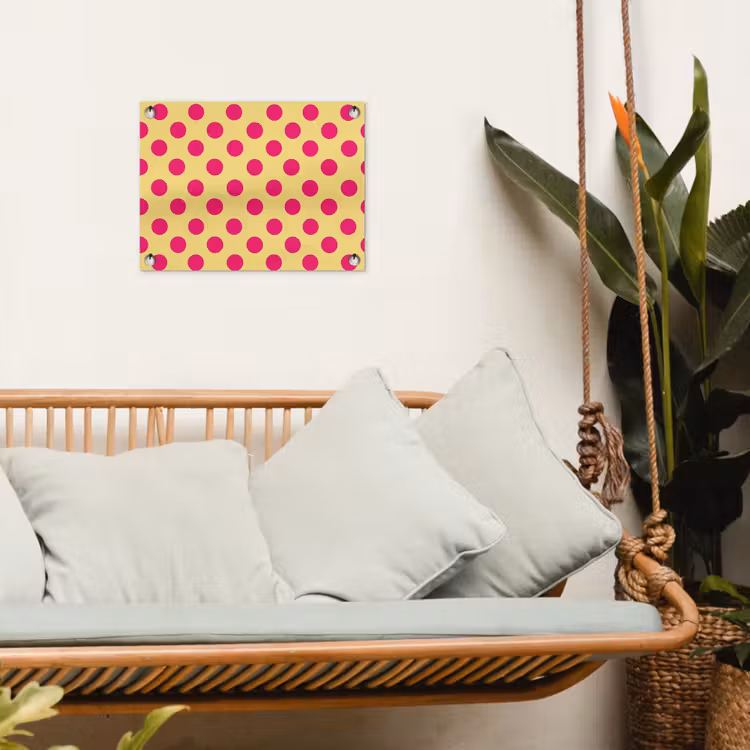 Roze - Stippen - Geel tuinposter los doek klein 239 -sfeer7