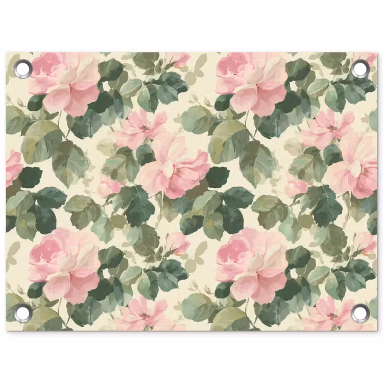 Rozen - Botanisch - Roze tuinposter los doek klein 239 -3d