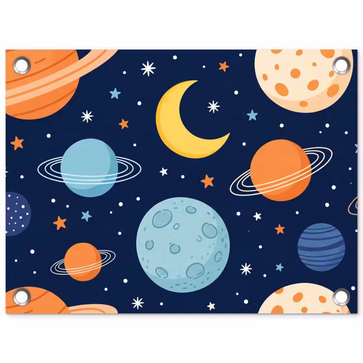 Ruimte - Planeten - Kleurrijk tuinposter los doek klein -3d