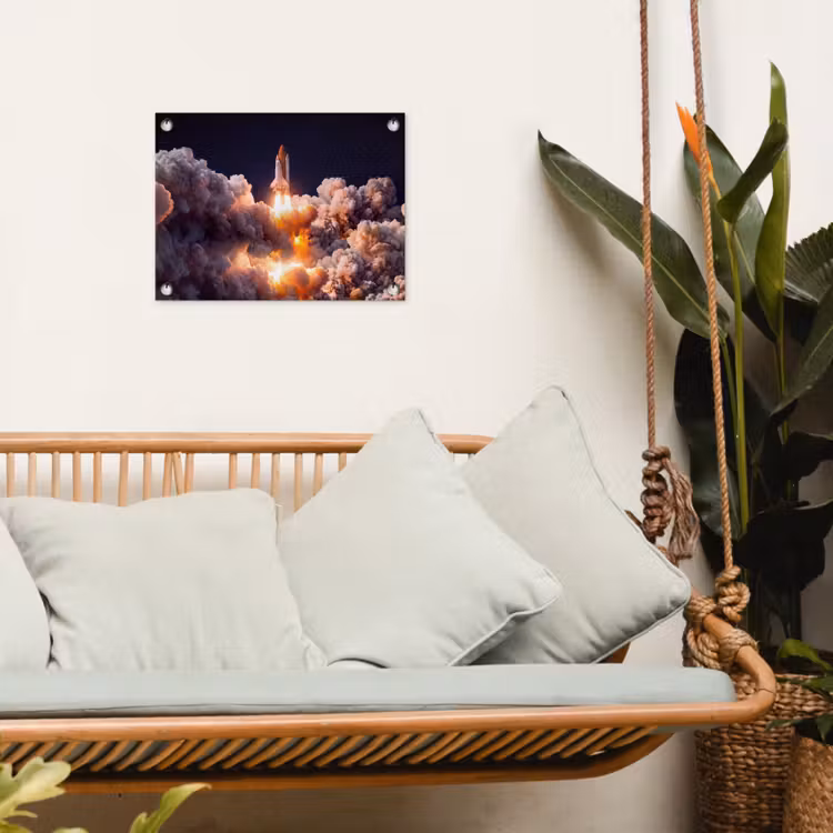 Tuinposter - Ruimtevaartuig - Lancering - Sterren - Ruimtevaartuig - Lancering - Sterren tuinposter los doek klein