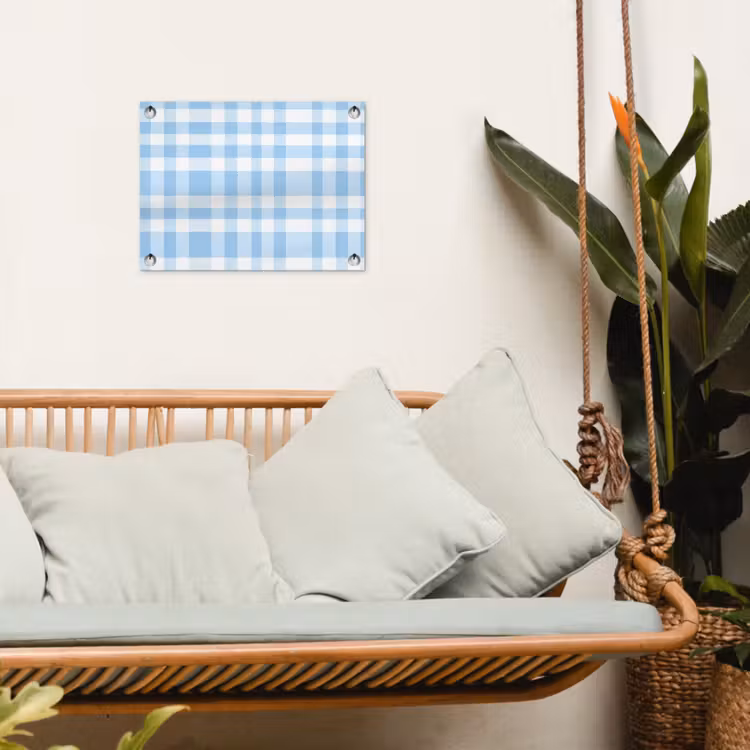 Ruit - Patroon - Blauw tuinposter los doek klein 239 -sfeer7