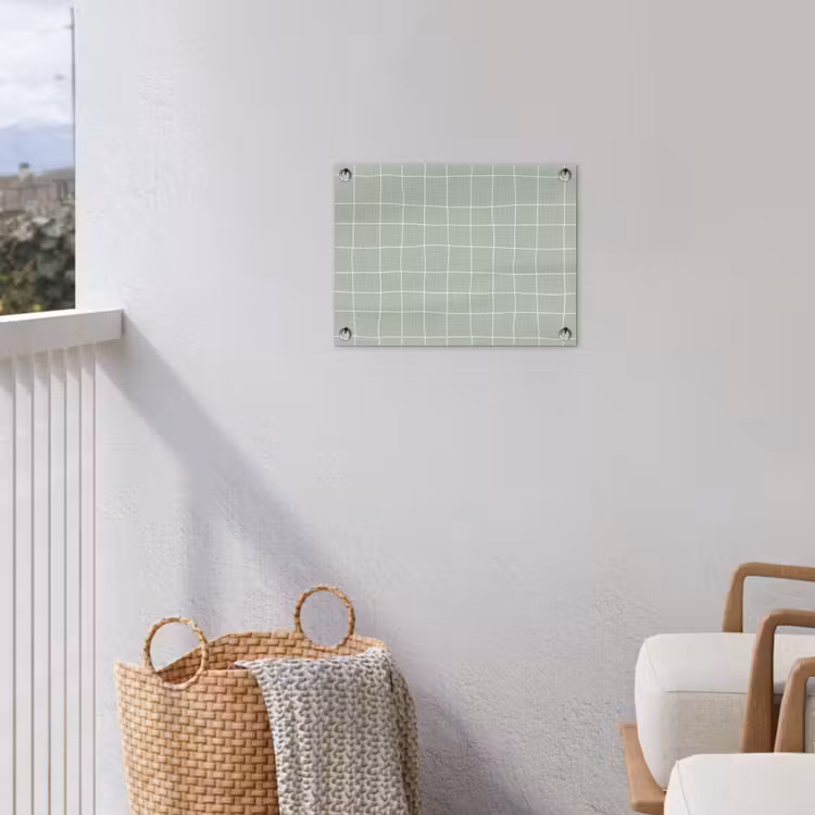 Ruitpatroon - Golvend - Groen tuinposter los doek klein 239 -sfeer8