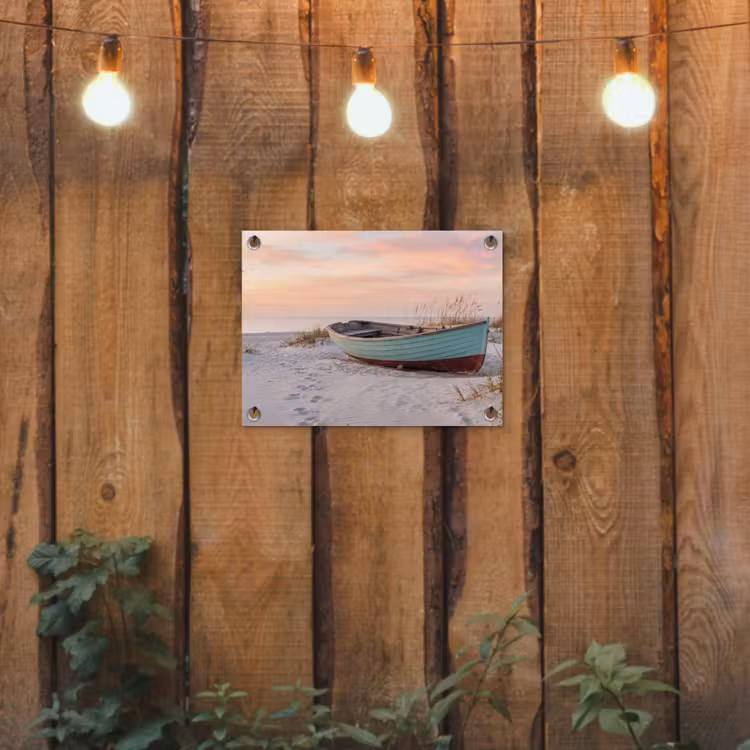 Rustiek - Roeiboot - Zandstrand tuinposter los doek klein -sfeer1