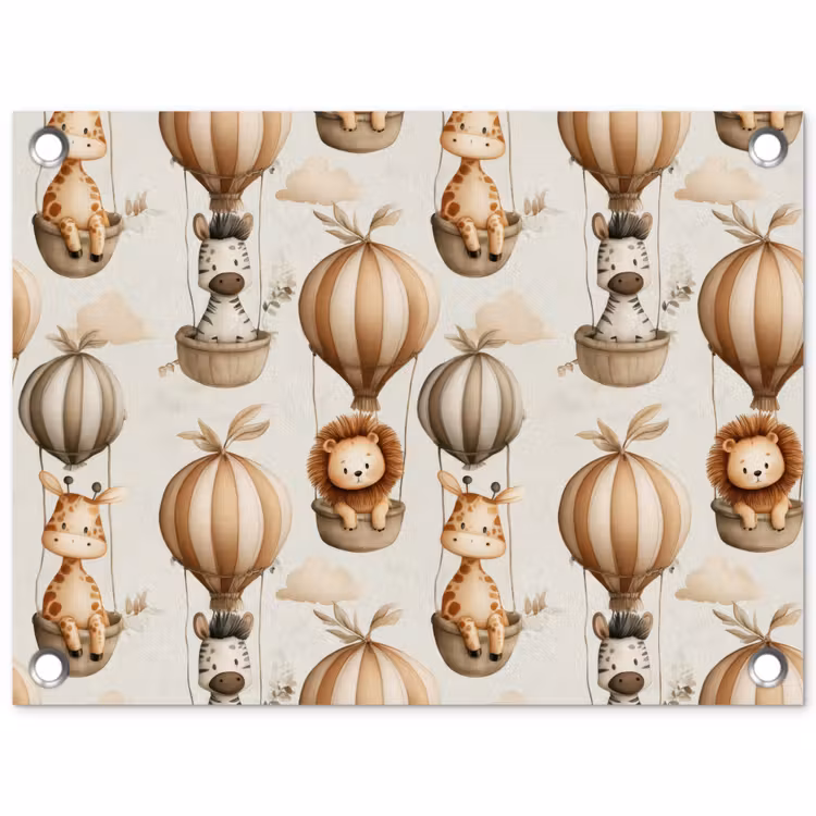 Safari - Luchtballonen - Taupe tuinposter los doek klein 239 -3d