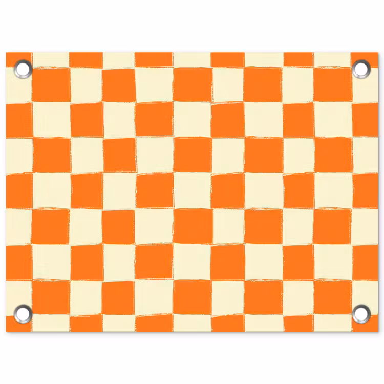 Schaak - Patroon - Oranje tuinposter los doek klein 239 -3d
