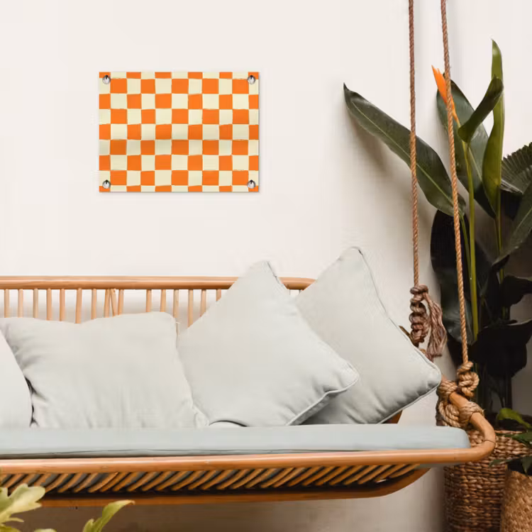 Schaak - Patroon - Oranje tuinposter los doek klein 239 -sfeer7